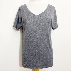 TEK GEAR v-neck 100% polyester heather gray workout athletic sport top M